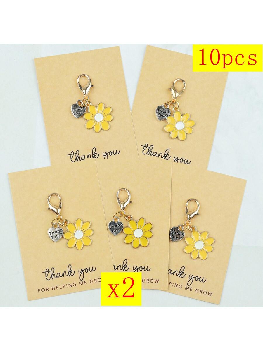 Plant Parent Free - Enamel Daisy Keychains With Thank You